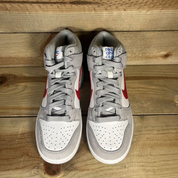 NEW Size 3.5Y Nike Dunk High Athletic Smoke Club Grey Red White Shoes DH9750-001 - Picture 3 of 9